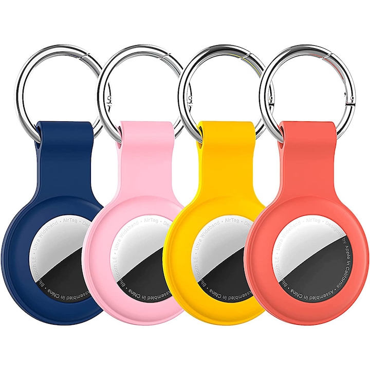 Set 4 Huse de protectie Air Tag, Vaxiuja, compatibile cu Apple, silicon, Multicolor
