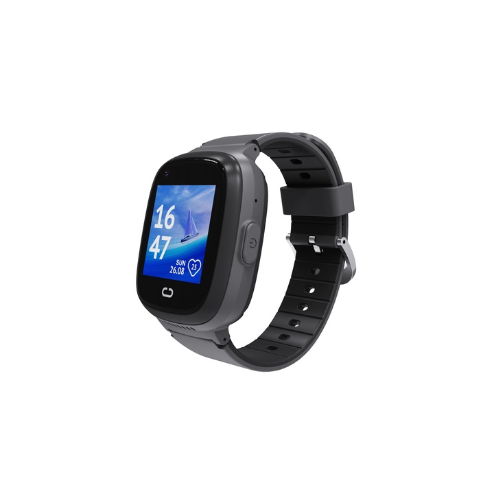 Ceas SmartWatch Pentru Copii Motto LT30, Negru cu Localizare GPS, Buton SOS, Apel video, Mesaje vocale si text, Camera foto
