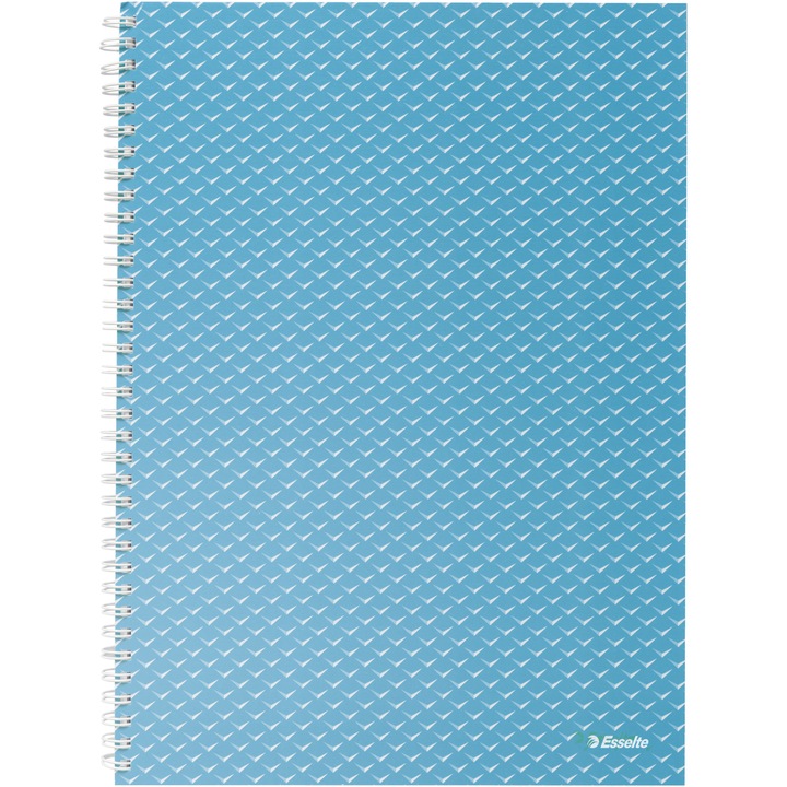Caiet de birou Esselte Colour'Breeze, carton, reciclabil, A4, 80 coli, cu spira, dictando, albastru