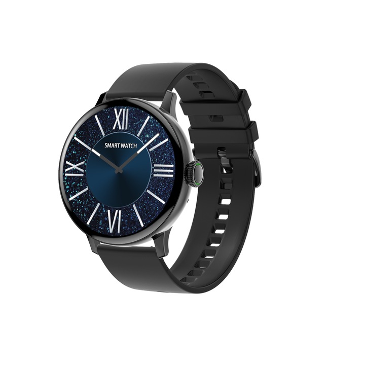 Смарт часовник STELS DT22, Водоустойчив IP68, 1.19 инчов HD Full touch control, Резолюция 390 * 390 пиксела, Батерия 280mAh, Черен