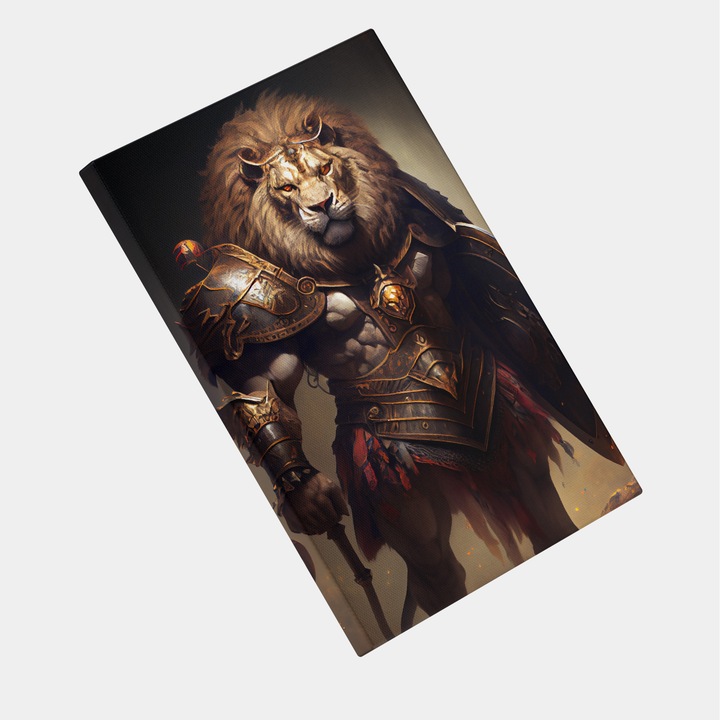 Tablou Canvas Omul-leu, Regele Junglei, Africa, Motivational, Contemporan, High End, Arta si Pictura Digitala, 25x40 cm