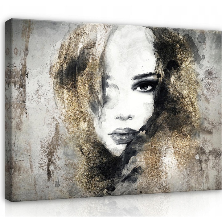 Tablou Canvas Femeie Gura Portret Abstractie 100x70 cm, Modern, Design, Pentru Living Dormitor Camera De Zi, Creative Decor