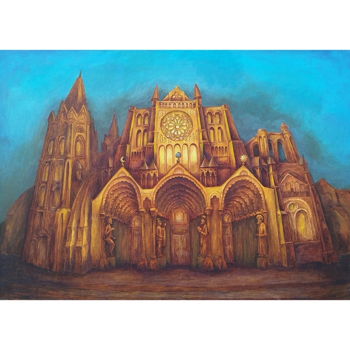 Pictura unicat, acrilic pe panza, Amurg, Twilight, 50x70 cm