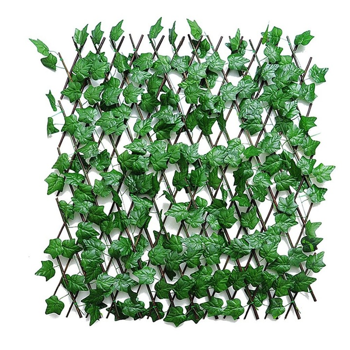 Жив параван с изкуствени листа, зелен, разтегателен, 100x200 см