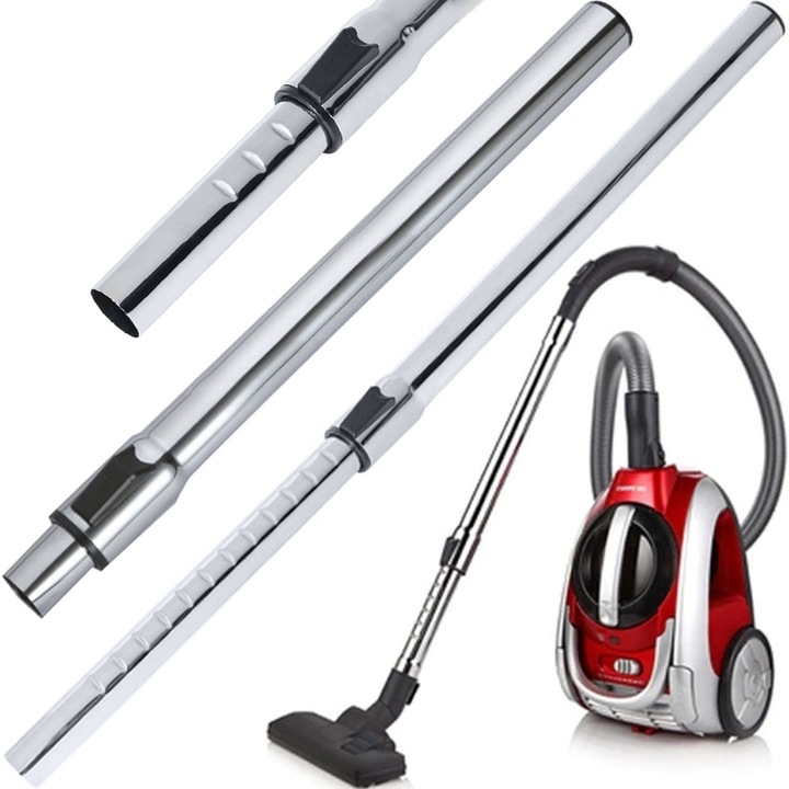 Tub telescopic universal pentru aspirator, diametru 32mm, 60cm-100cm, otel cromat, argintiu