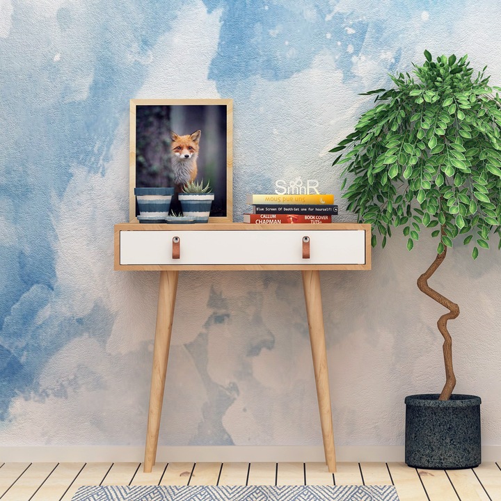 Маса за кафе, Dokka, орех-бяло, 80 х 87 х 30 см