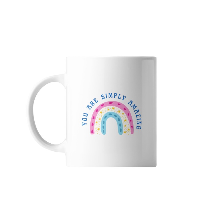 Cana alba personalizata " You are simply amazing ", Stickers Factory, 330 ml