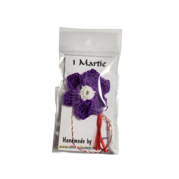 Martisor handmade tip brosa, cresetat manual, Floare, 5cm