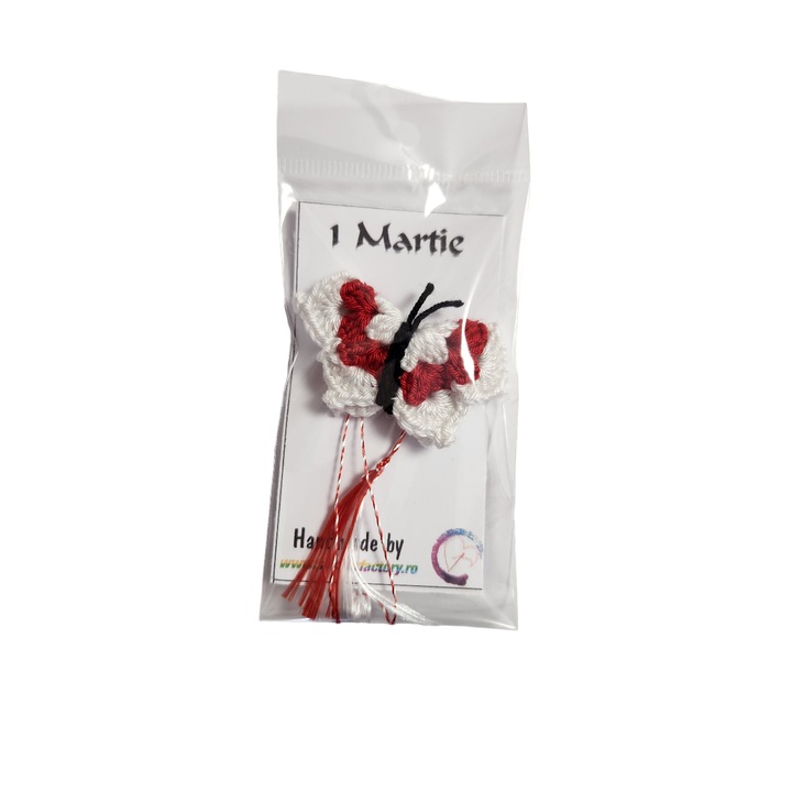 Martisor handmade tip brosa, cresetat manual, Fluture, 5cm