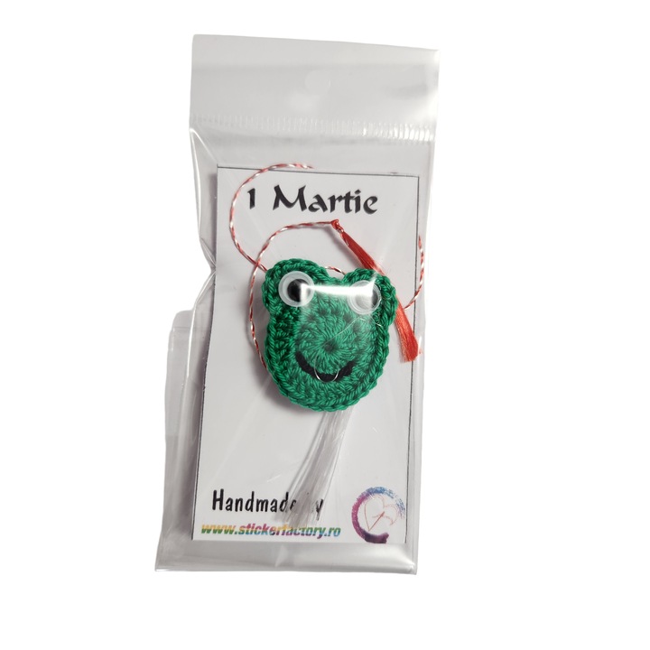 Martisor handmade tip brosa, cresetat manual, Broasca, 5cm