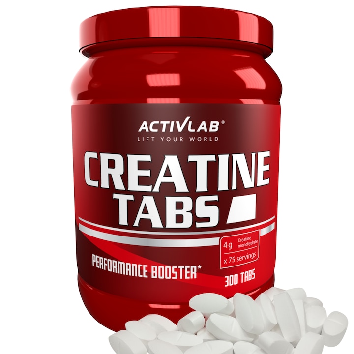 Supliment alimentar Activlab Creatine Tabs 300 tablete – Creatina monohidrata pentru cresterea masei musculare, forta si performanta sportiva, usor de administrat