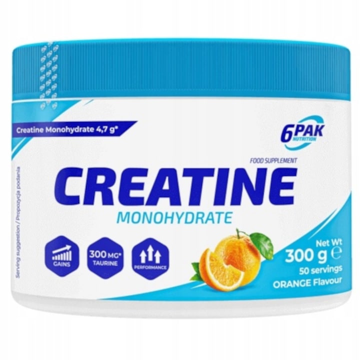 Креатин на прах, 6PAK Nutrition Creatine Monohydrate, оранжев, 300g