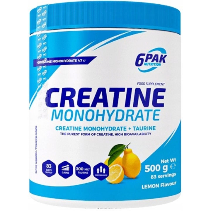 6PAK Nutrition Creatine Monohydrate, lamaie 500g