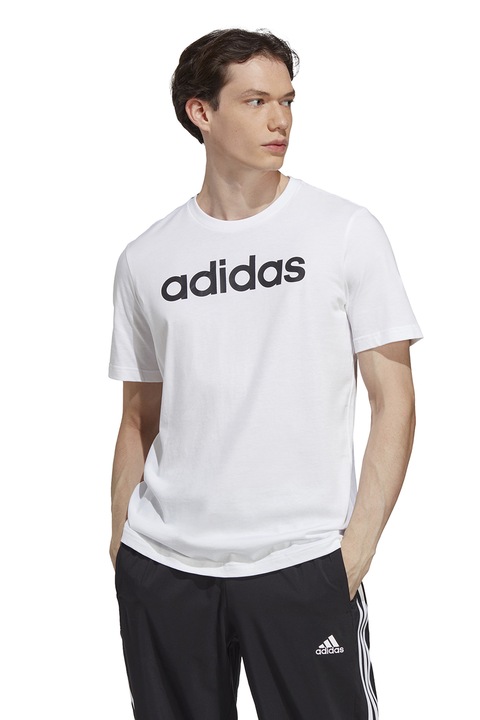 adidas Sportswear, Essentials logós pamutpóló, Fehér/Tengerészkék