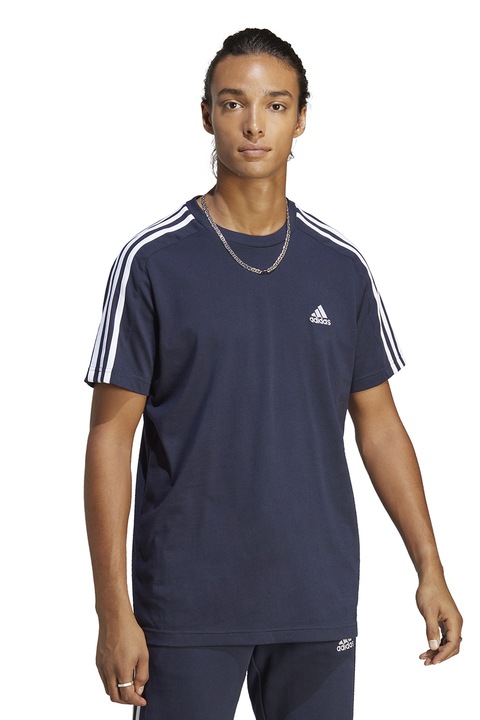 adidas Sportswear, Tricou de bumbac Essentials 3-Stripes, Bleumarin