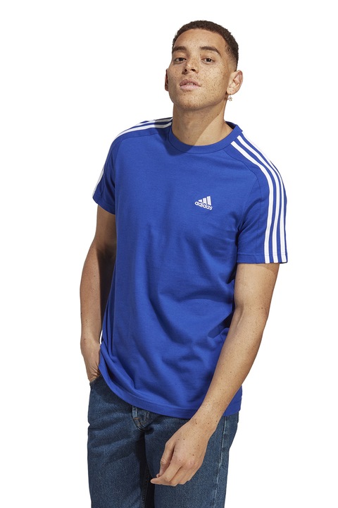 adidas Sportswear, Памучна тениска Essentials с 3 ивици, Кралско Синьо