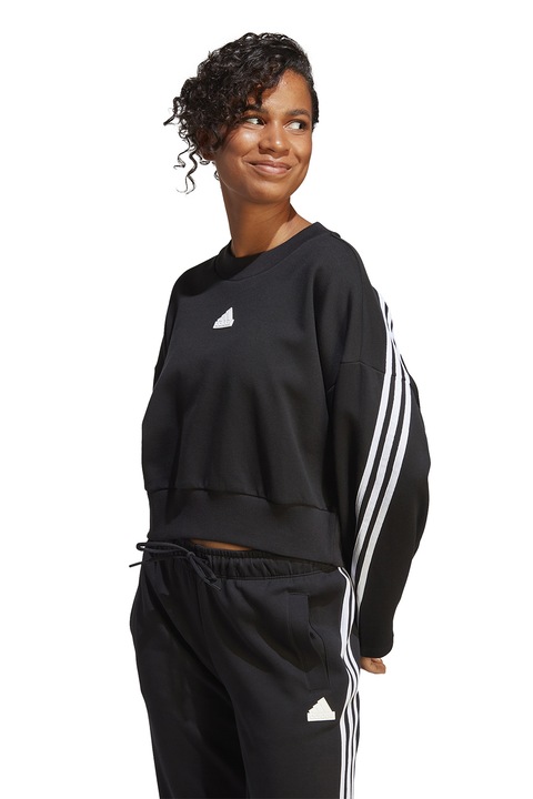 adidas Sportswear, Bluza sport din amestec de bumbac cu logo, Negru