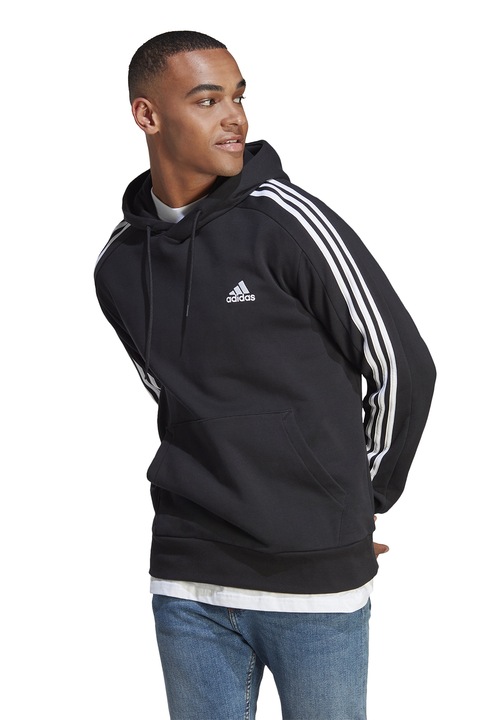 adidas Sportswear, Памучно худи Essentials с 3 ивици, Черен