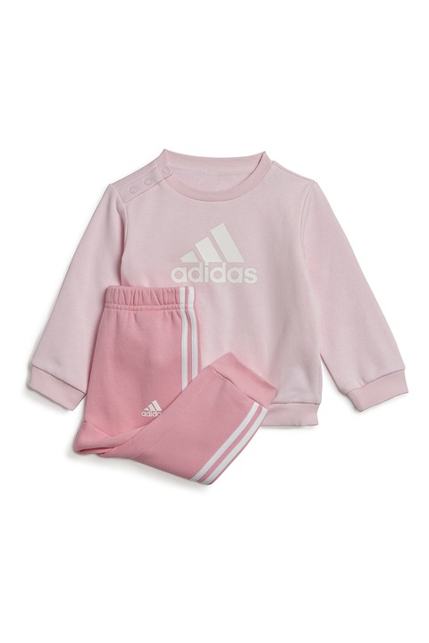 adidas Sportswear, Trening cu imprimeu logo Badge of Sport, Alb/Gri/Albastru