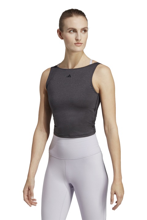 adidas Performance, Top crop pentru yoga, Negru, 2XS