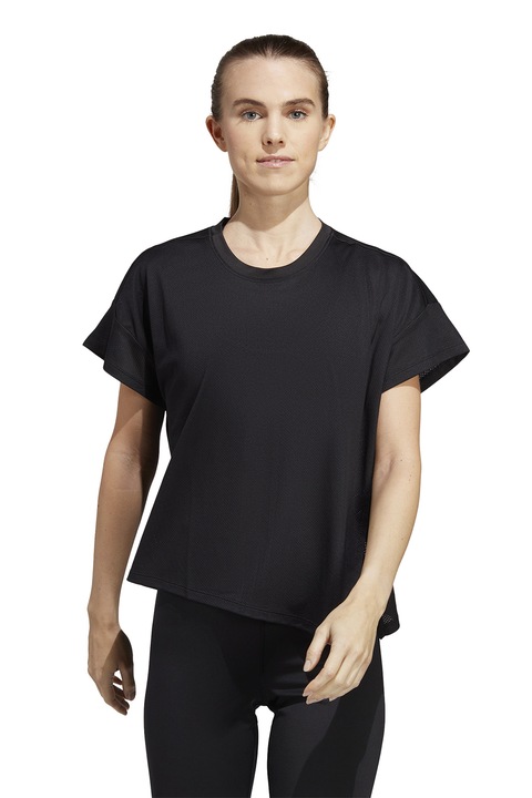 adidas Performance, Tricou lejer cu terminatie asimetrica pentru fitness Hitt, Negru