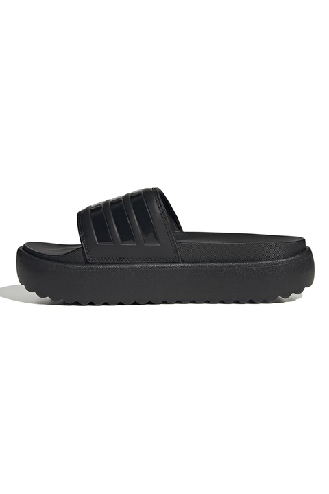 adidas Sportswear, Papuci cu logo si platforma Adilette, Negru, 8