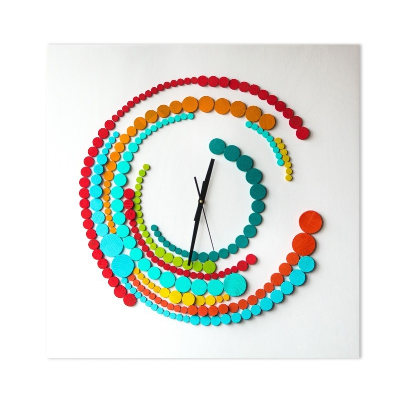 Ceas de perete, Deco-Box, Quantic, geometric, pictat manual, modern 3D, 70x70cm