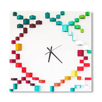 Ceas de perete, Deco-Box, Angle, ceas lemn pe lemn, geometric, pictat manual, 70x70cm Ceas de perete, Deco-Box, Angle, ceas lemn pe lemn, geometric, pictat manual, 70x70cm