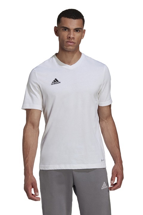 adidas Performance, Футболна тениска с шпиц и лого, Бял