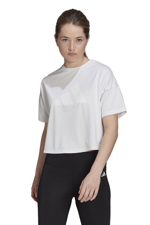 adidas Performance, Tricou cu slit pe partea din spate pentru fitness Icons 3, Alb