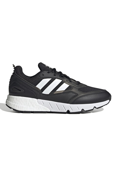 adidas Sportswear, Zx 1K Boost hálós műbőr sneaker logóval, Fehér/Fekete