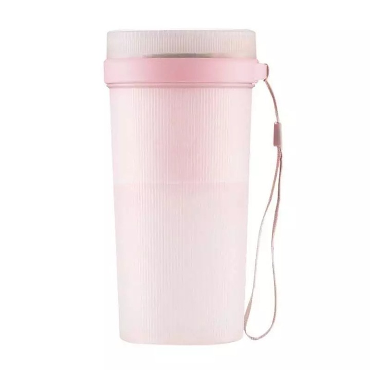 Преносим мини блендер JU4000 SIKS, Капацитет 300 ml, USB зареждане, 50W, Розов