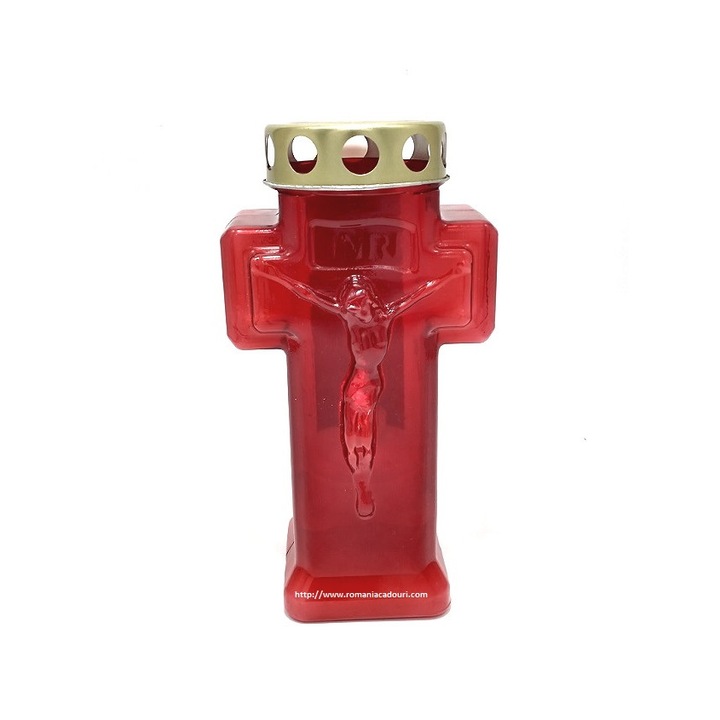 Candela rosie cu LED in forma de cruce