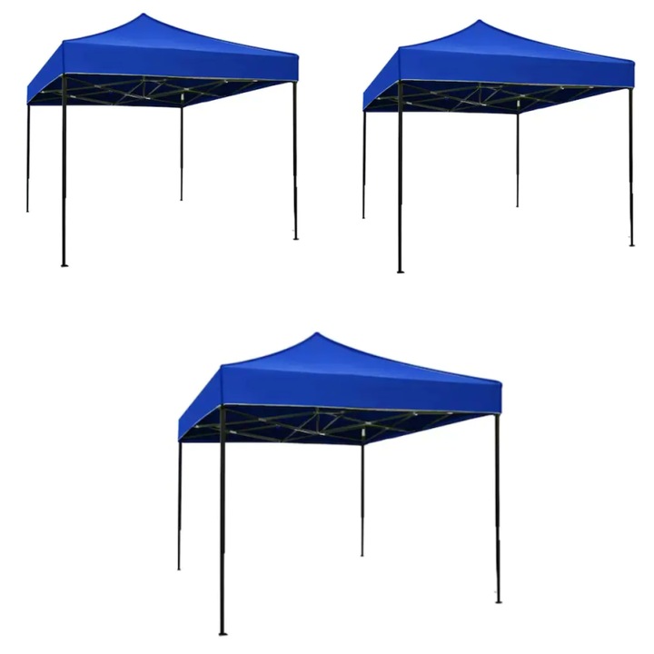 Set 3 Pavilioane Cort de Gradina, Evenimente, Ocazii, Albastre, 3x3 m