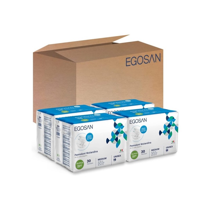 Pachet Scutece Pentru Adulti Egosan Medium Super 8pic 30buc x4