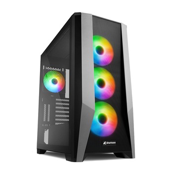 Carcasa SHARKOON TG7M RGB Tempered Glass , MiddleTower, fara sursa, Black