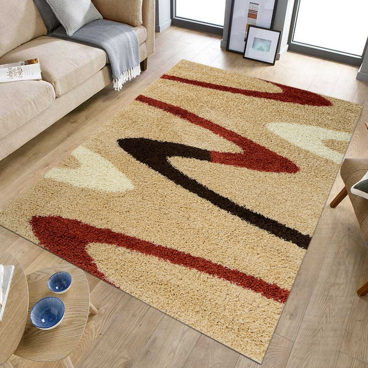 Shaggy Zig Zag Orange szőnyeg, 70x100 cm, 2700 g/m2, 100% polipropilén