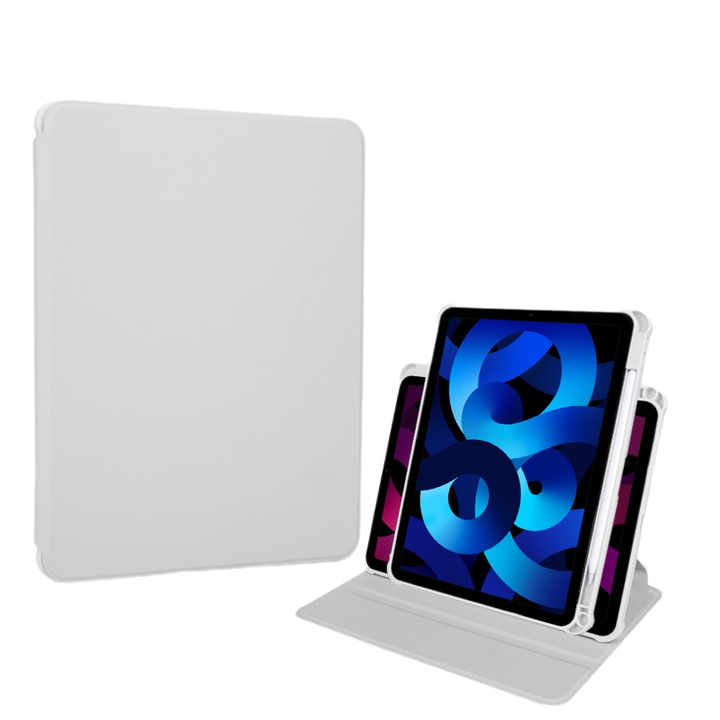 OEM Tablet tok, tolltartóval, iPad Air 4 2020 / 5 2022, iPad Pro 11" kompatibilis, 360 fokban forgatható, szürke