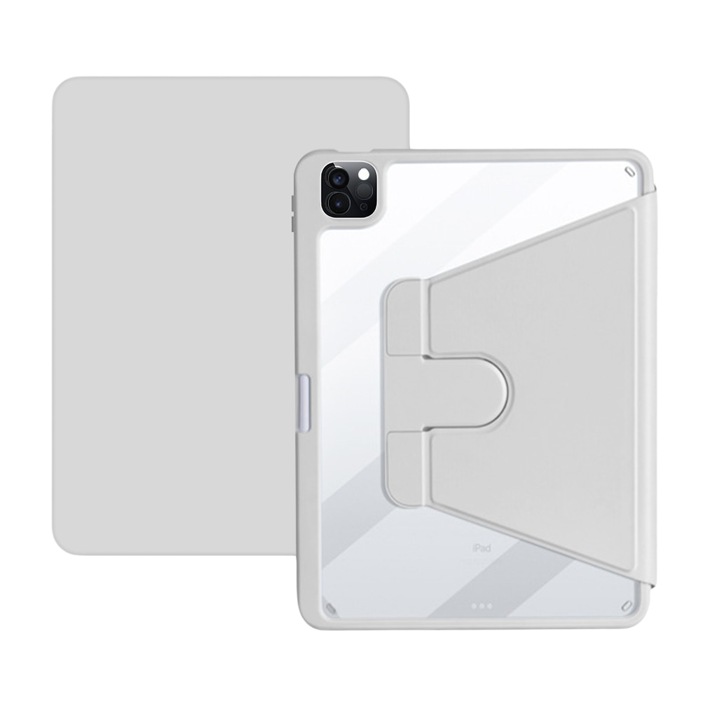 Husa pentru tableta, Cu suport pentru pix, Compatibil cu iPad Air 4 2020 / 5 2022, iPad Pro 11" (2018/2020/2021/2022), rotire 360 °, Gri