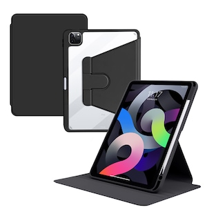 Husa pentru tableta, Cu suport pentru pix, Compatibil cu iPad Air 4 2020 / 5 2022, iPad Pro 11" (2018/2020/2021/2022), rotire 360 °, Negru