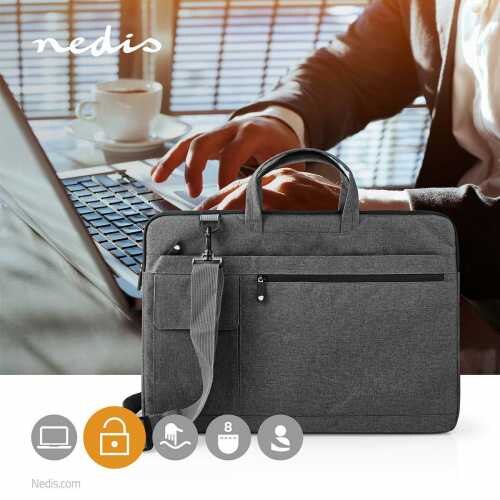 Geanta laptop 17 "- 18" Nedis, curea de umar, 8 buzunare de depozitare, negru