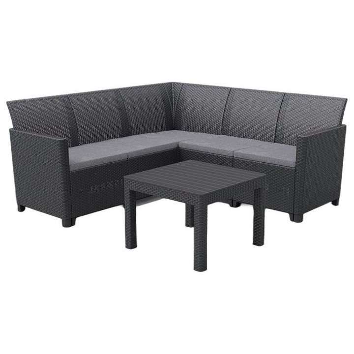 Set mobilier gradina Claire, Allibert, Plastic, Gri