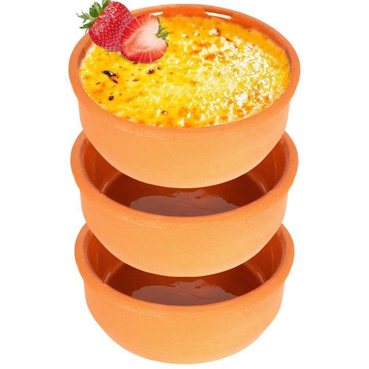 Set 3 boluri de copt, EXcellent Housware, 200 ml, Ceramica, Maro