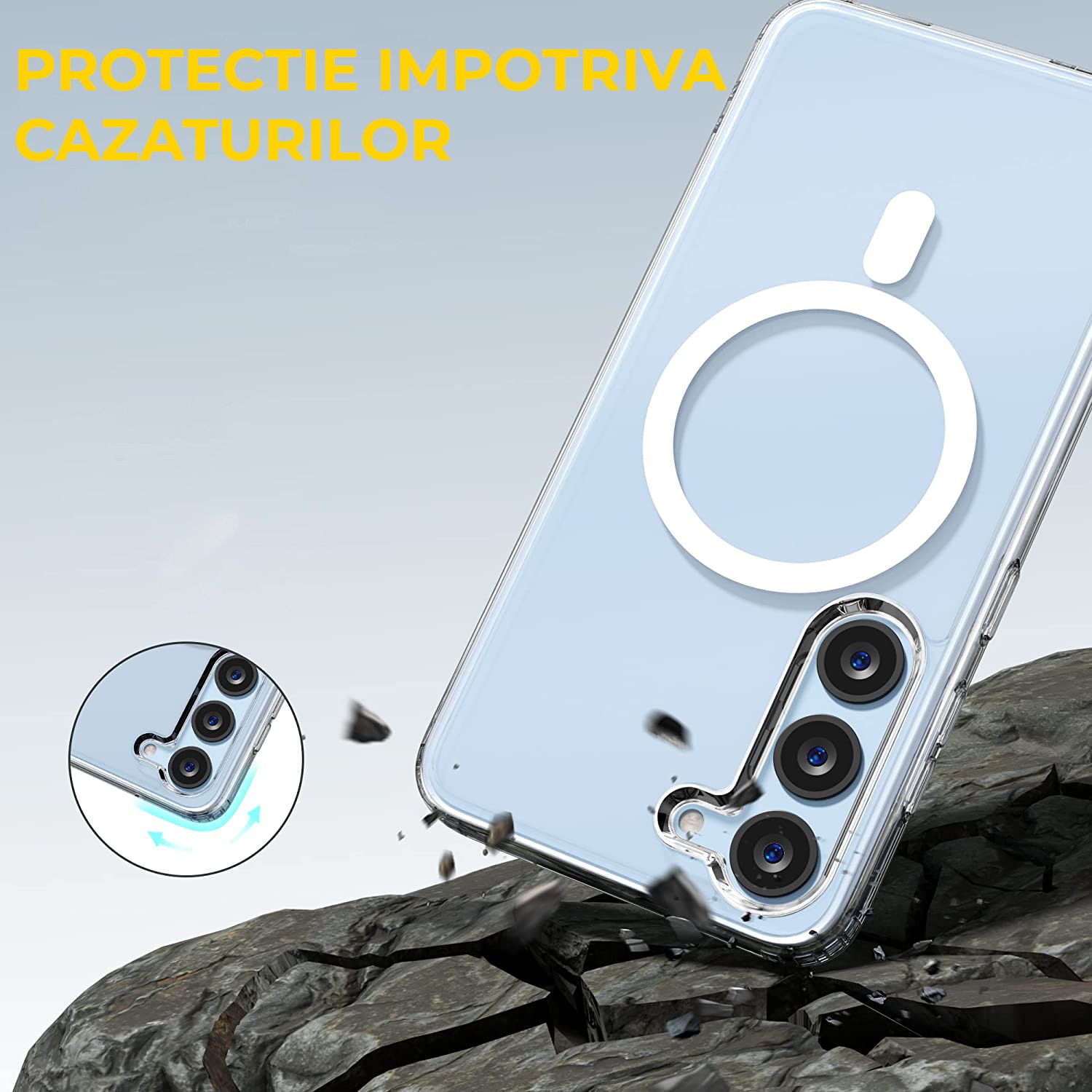 Husa Daden® MagSafe pentru Samsung S24 Plus, Clear Case, Atasare Magnetica, Antisoc, Transparent