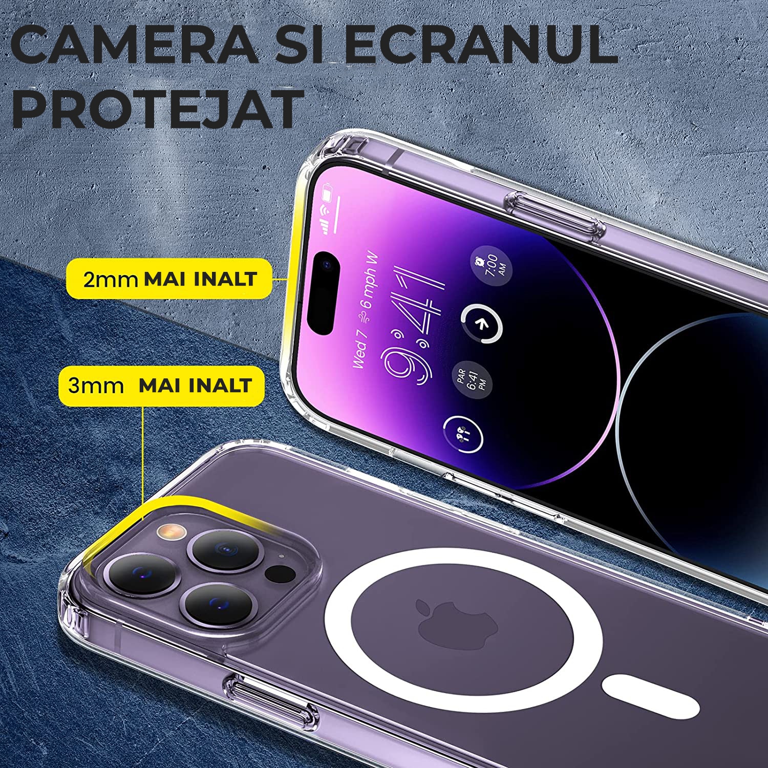 Husa Premium® MagSafe pentru iPhone 15 Pro Max, Clear Case, Atasare Magnetica, Antisoc, Transparent