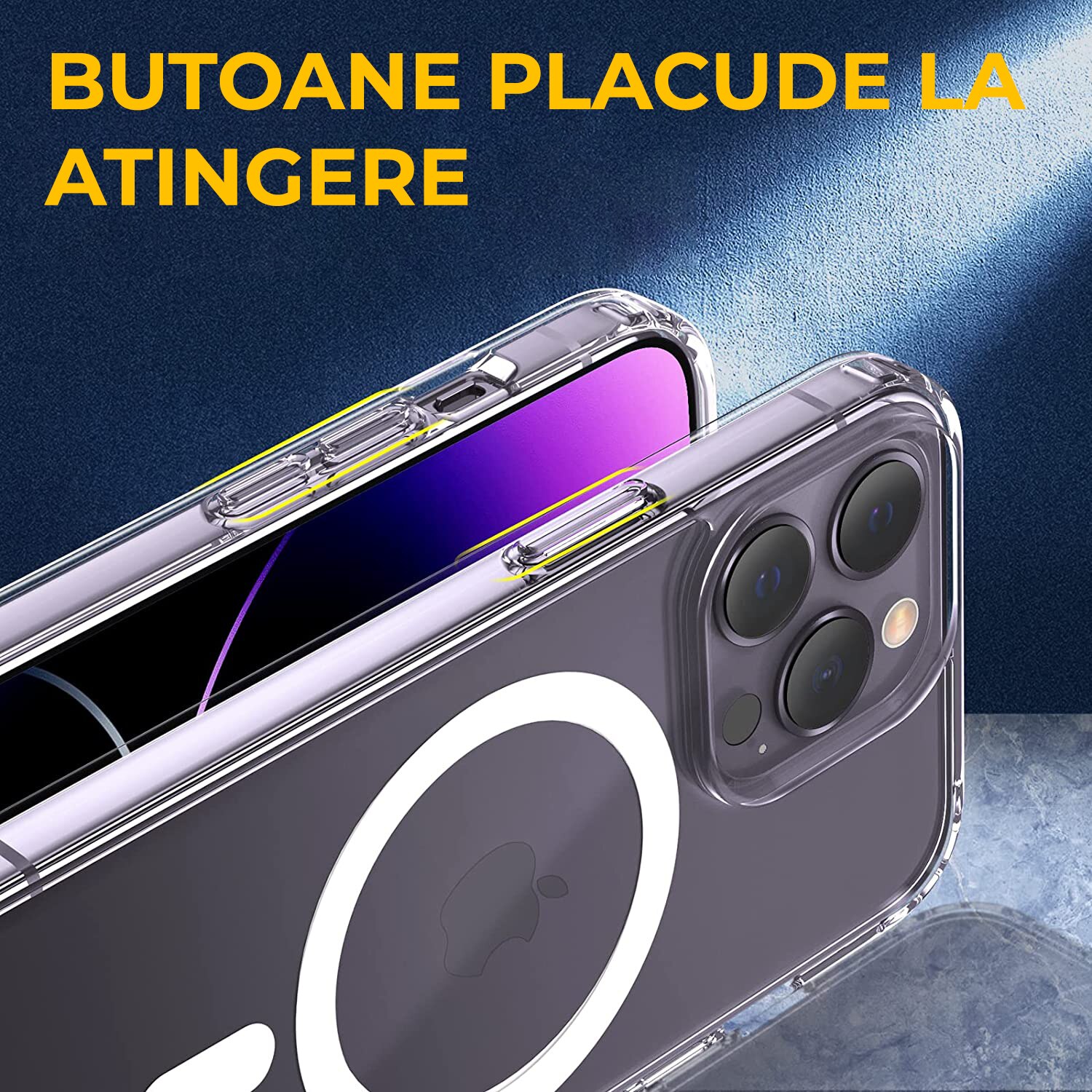 Husa Premium® MagSafe pentru iPhone 15 Pro Max, Clear Case, Atasare Magnetica, Antisoc, Transparent