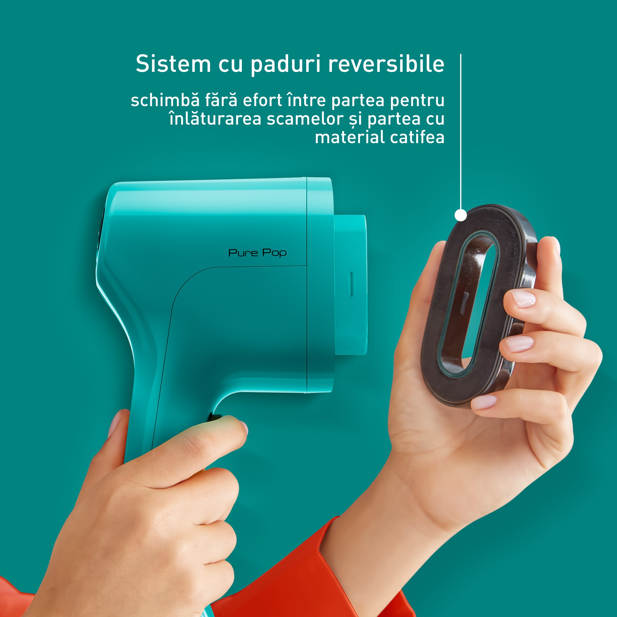 Aparat de calcat vertical cu abur Tefal Pure Pop DT2024E1, 1300 W, abur variabil pana la 20g/min, recipient apa 70 ml, incalzire rapida 15secunde, verde