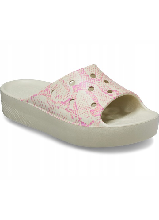 Slapi Femeie, Crocs, Platform Snake Print Slide, Bej, 39-40 EU