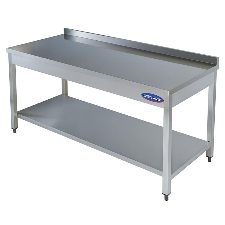 Masa inox cu polita si rebord Ideal Inox AISI 304 1800x600x850