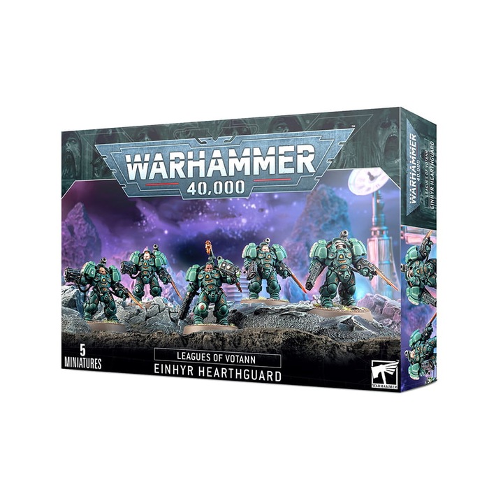 Games Workshop Einhyr Hearthguard Figurakészlet, Leagues of Votann, Warhammer 40000, 5 miniatűr, 117 darab, 32 mm-es méret